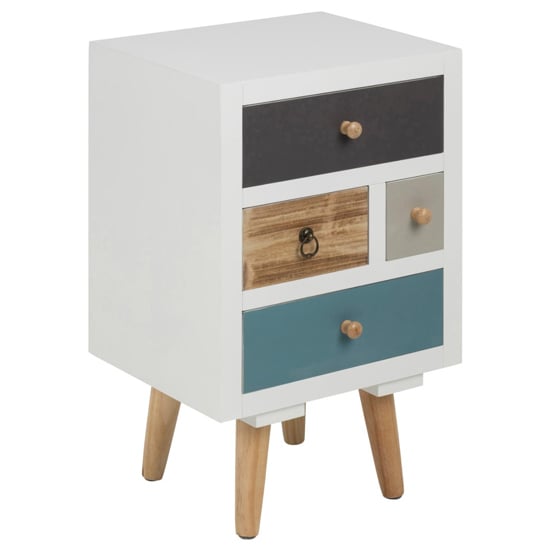 Read more about Thaws wooden bedside cabinet with 4 drawers in multicolored