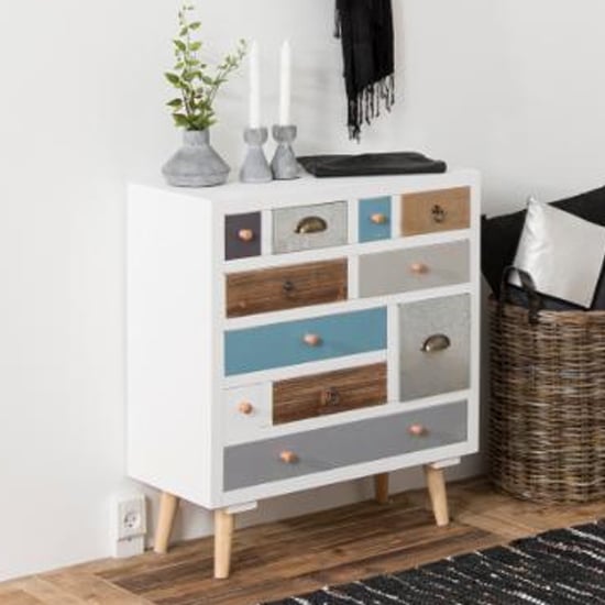 Read more about Thaws wooden chest of 11 drawers in multicolored