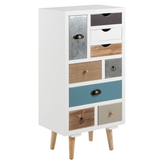 Read more about Thaws wooden chest of 9 drawers in multicolored