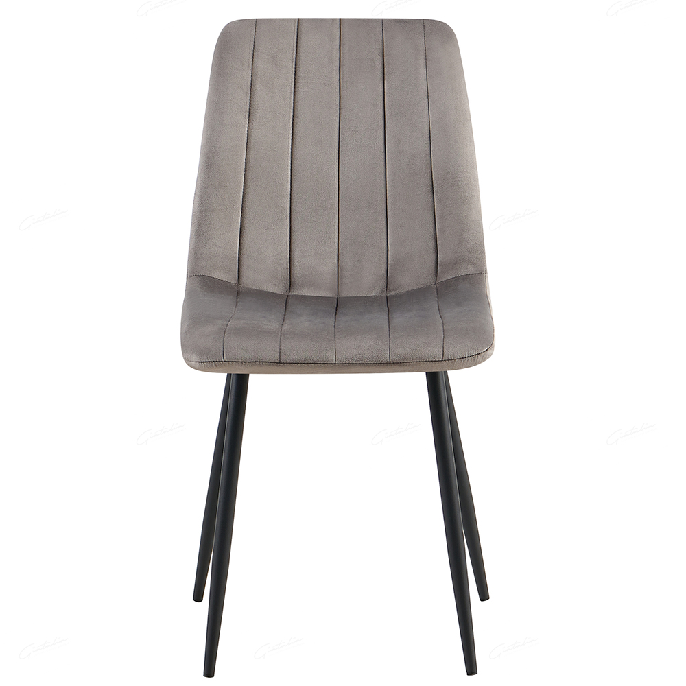 Theodore Grey Velvet Dining Chairs With Black Legs In Pair
