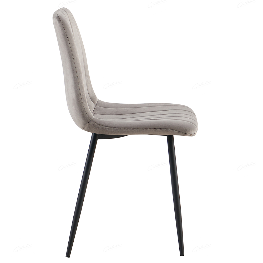 Theodore Grey Velvet Dining Chairs With Black Legs In Pair