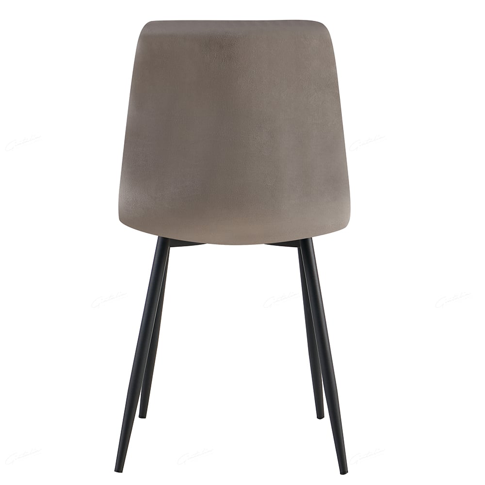 Theodore Grey Velvet Dining Chairs With Black Legs In Pair