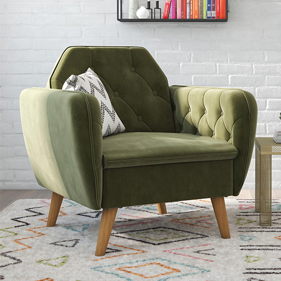 Theodore Velvet Memory Foam Accent Chair In Green Furniture in Fashion
