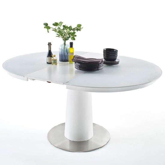 Theron Extendable Glass Dining Table Round In Matt White_2