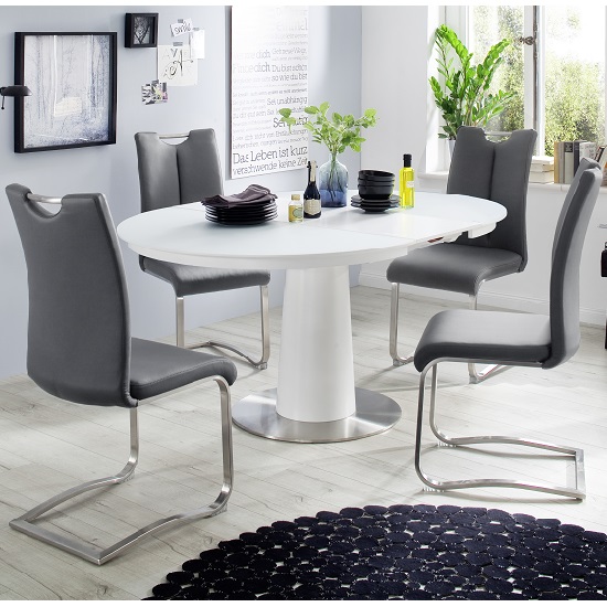 Theron Extendable Glass Dining Table Round In Matt White_4