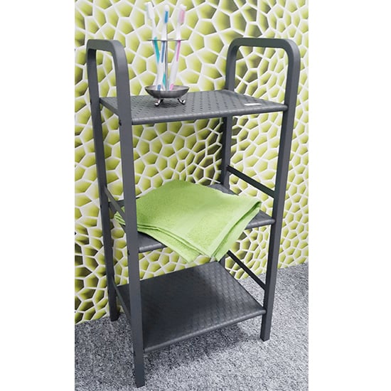 Product photograph of Thibodaux Metal 3 Tier Shelving Unit In Grey from Furniture in Fashion