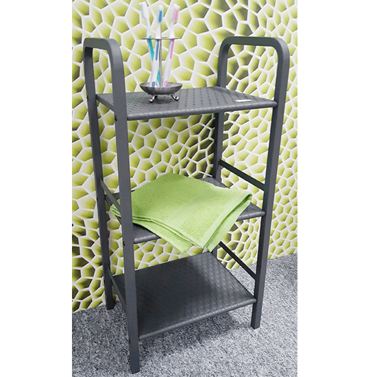 Photo of Thibodaux metal 3 tier shelving unit in grey