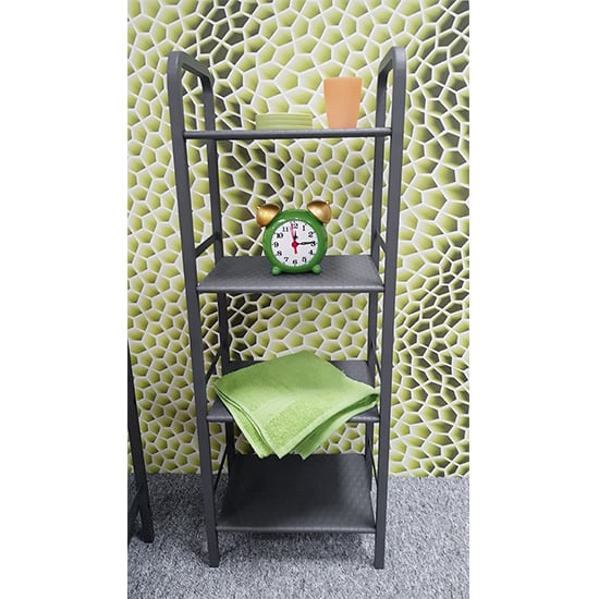 Read more about Thibodaux metal 4 tier shelving unit in grey
