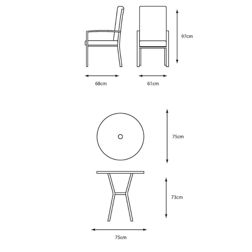 Thirsk Garden Aluminium Top Bistro Set in Graphite Grey