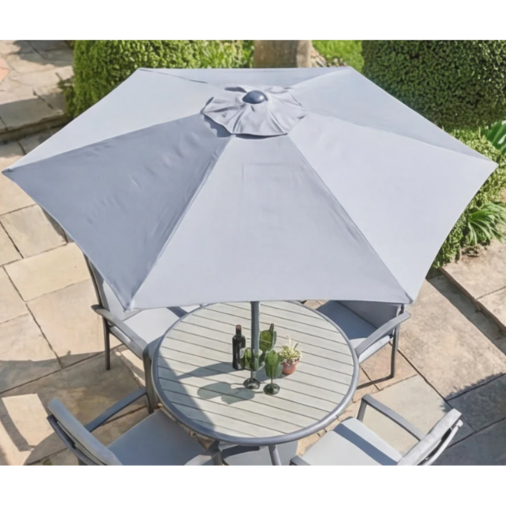 Thirsk Garden Aluminium Top Dining Set with 2.5m Parasol in Graphite Grey