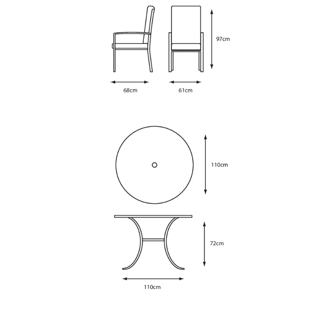 Thirsk Garden Aluminium Top Dining Set with 2.5m Parasol in Graphite Grey