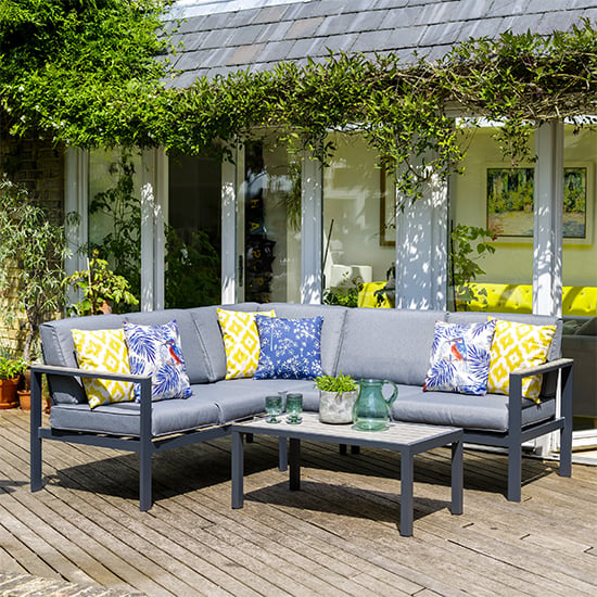 Photo of Thirsk modular lounge set with coffee table in graphite grey