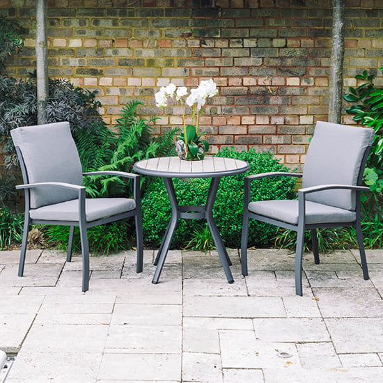 Product photograph of Thirsk Outdoor Bistro Set With 2 Armchairs In Graphite Grey from Furniture in Fashion