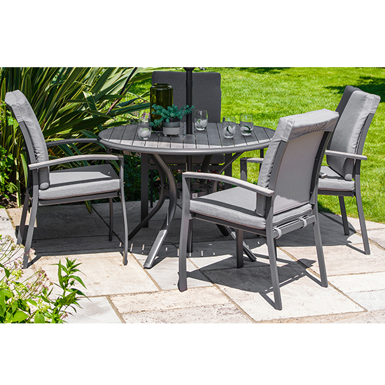 Read more about Thirsk outdoor dining set with 4 armchairs in graphite grey