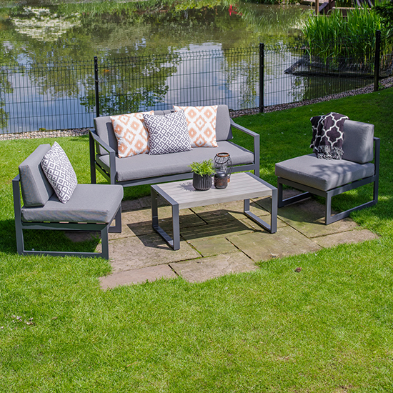 Read more about Thirsk packaway lounge set with coffee table in grey