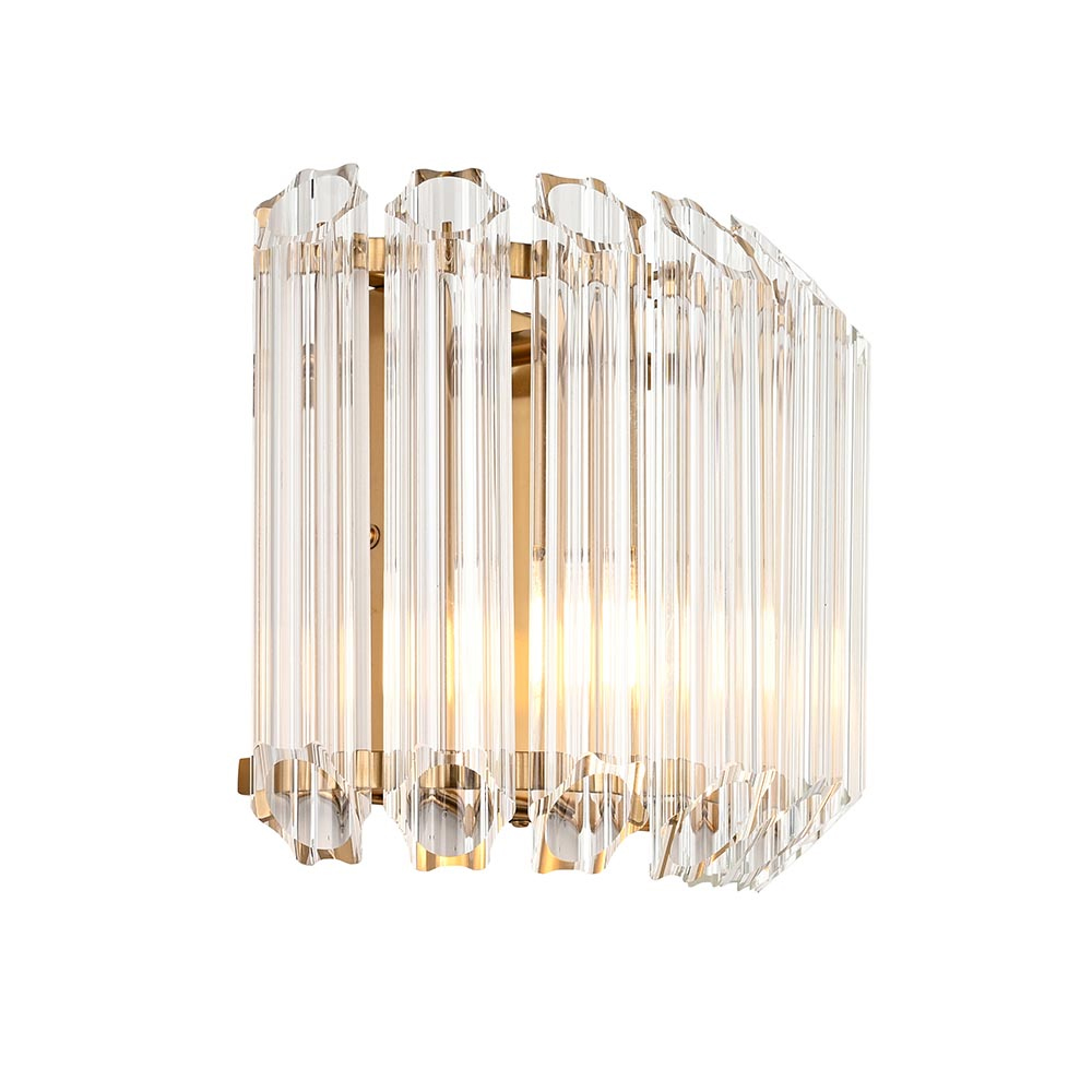 Thomas Hexagonal Glass Wall Light In Brushed Aged Bras