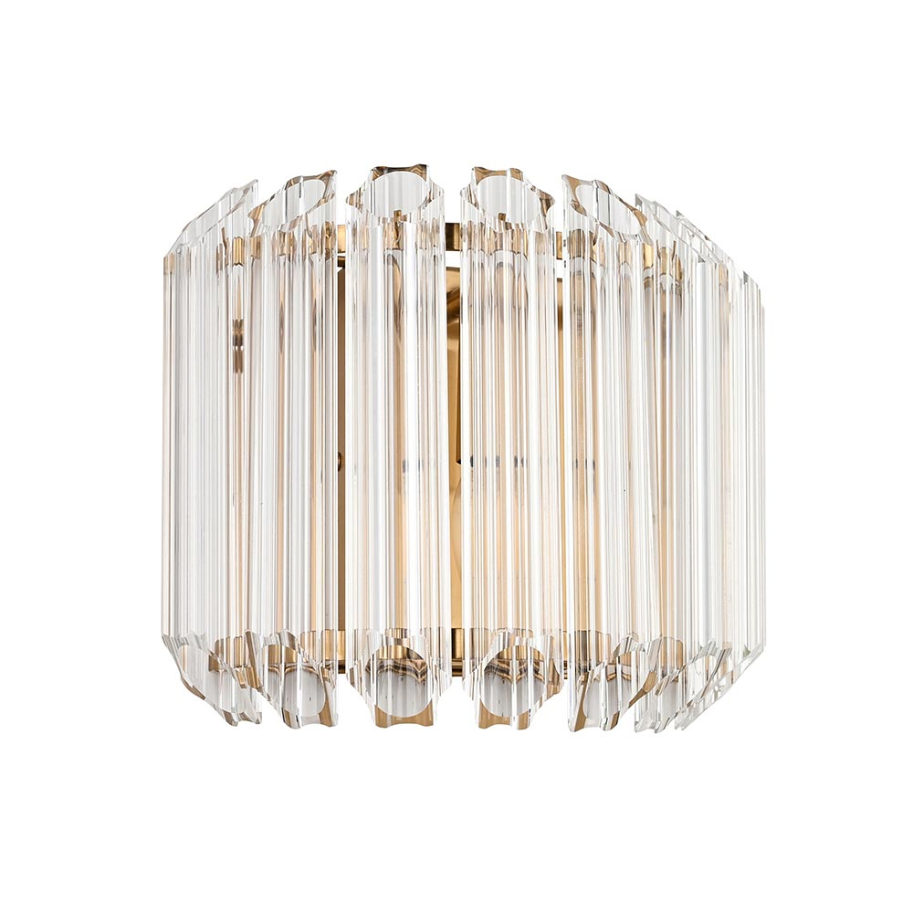 Thomas Hexagonal Glass Wall Light In Brushed Aged Bras