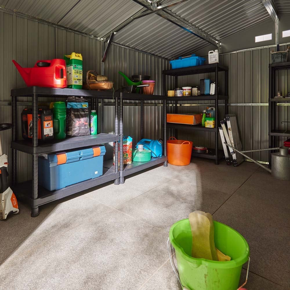 Thorpe Metal Garden Apex Shed In Dark Grey 10x12