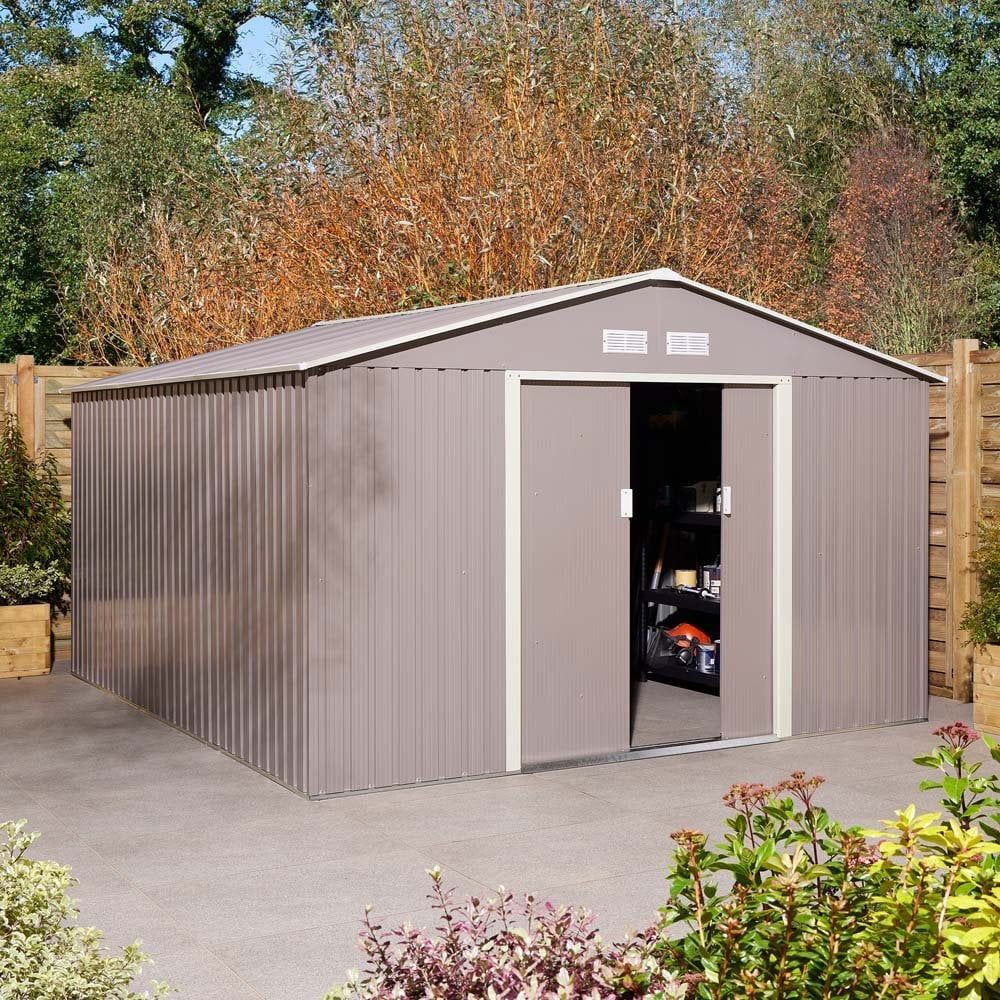 Thorpe Metal Garden Apex Shed Foundation Kit In Light Grey 10x12