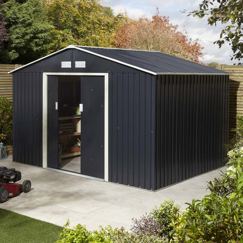 Thorpe Metal Garden Apex Shed Foundation Kit In Dark Grey 10x8
