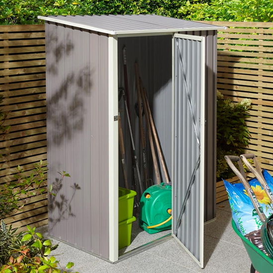 Product photograph of Thorpe Metal 5x3 Pent Shed In Light Grey from Furniture in Fashion