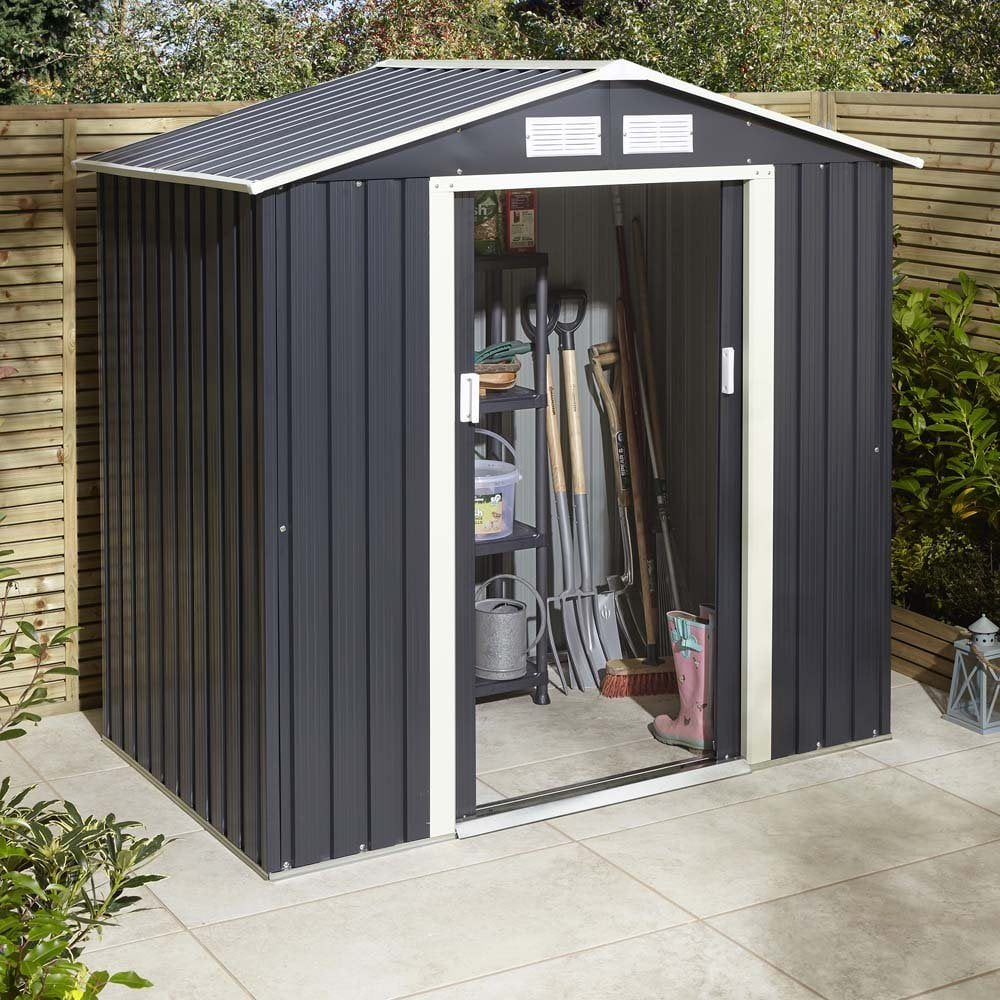 Thorpe Metal Garden Apex Shed Foundation Kit In Dark Grey 6x4