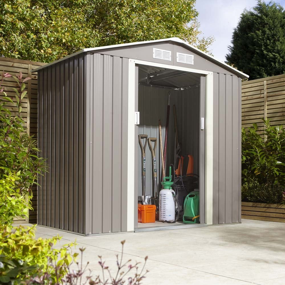 Thorpe Metal Garden Apex Shed Foundation Kit In Light Grey 6x4