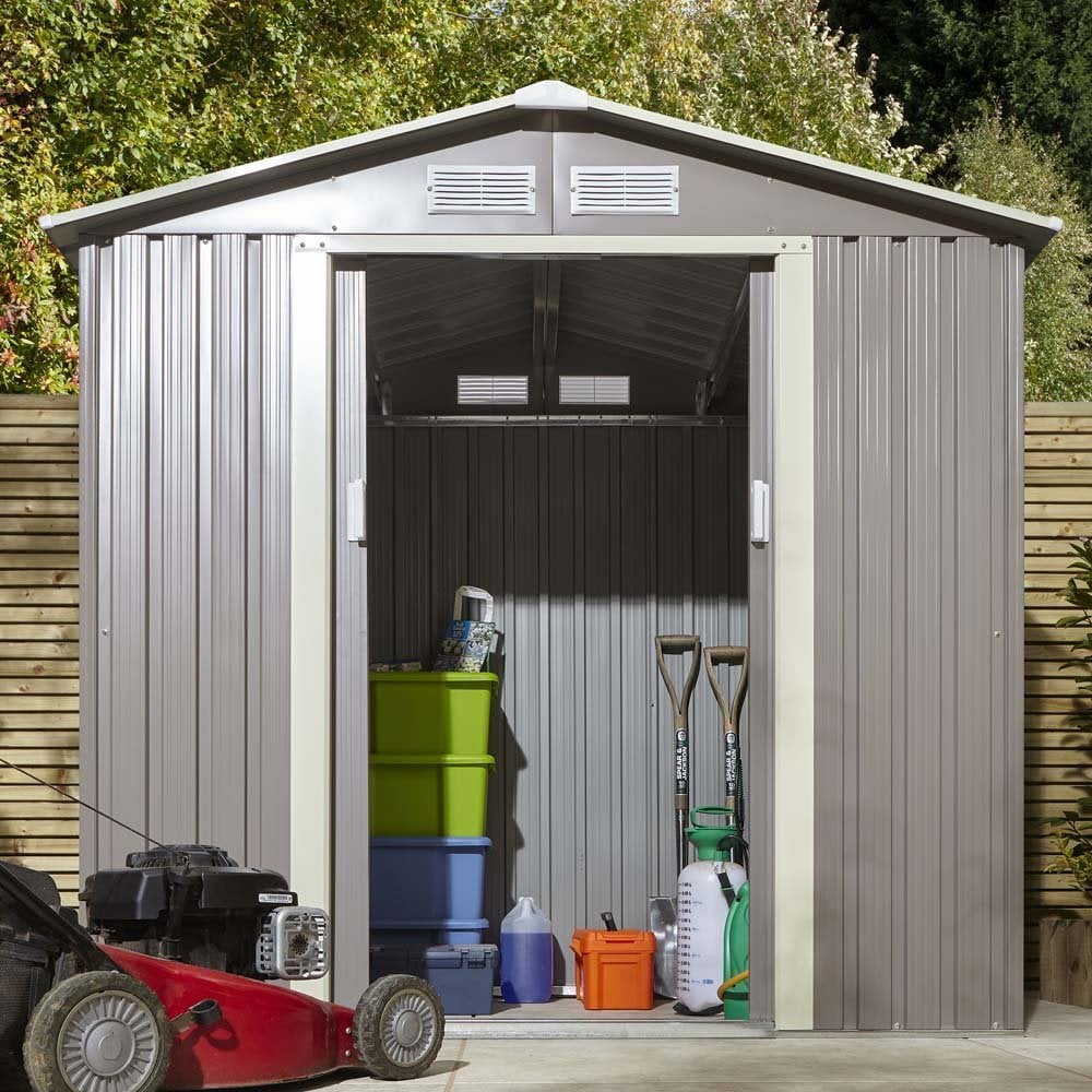 Thorpe Metal Garden Apex Shed Foundation Kit In Light Grey 6x4