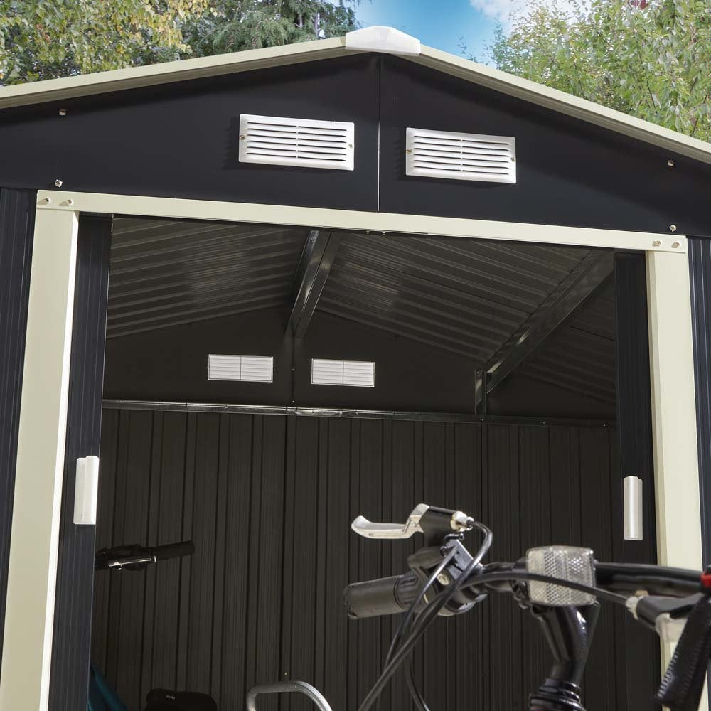 Thorpe Metal Garden Pent Shed Foundation Kit In Dark Grey 8x6