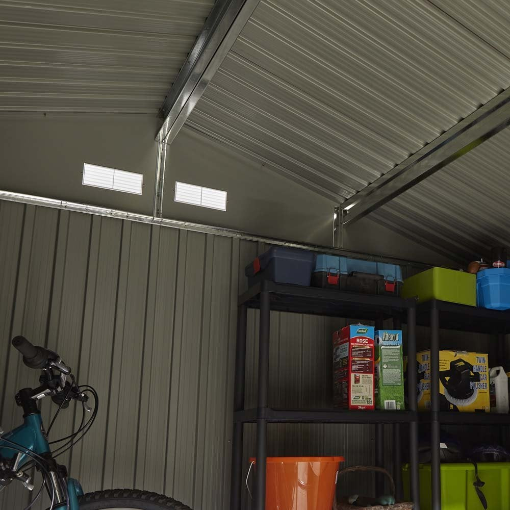 Thorpe Metal Garden Apex Shed In Light Grey 10x8