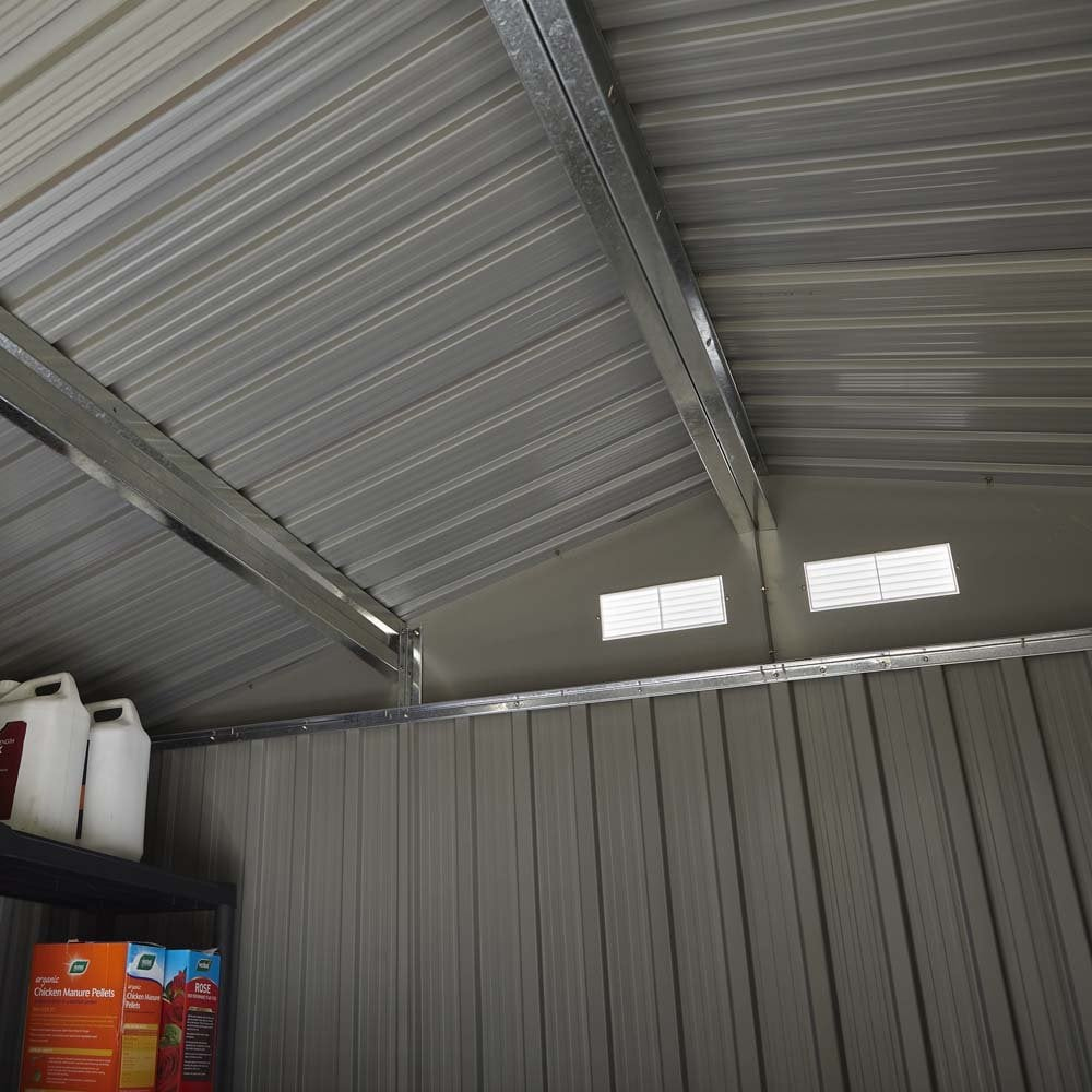 Thorpe Metal Garden Apex Shed In Light Grey 8x6