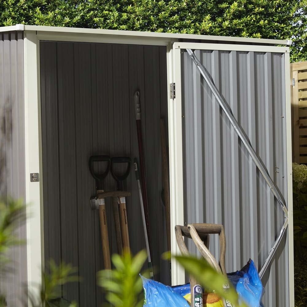 Thorpe Metal Garden Pent Shed In Light Grey 5x3