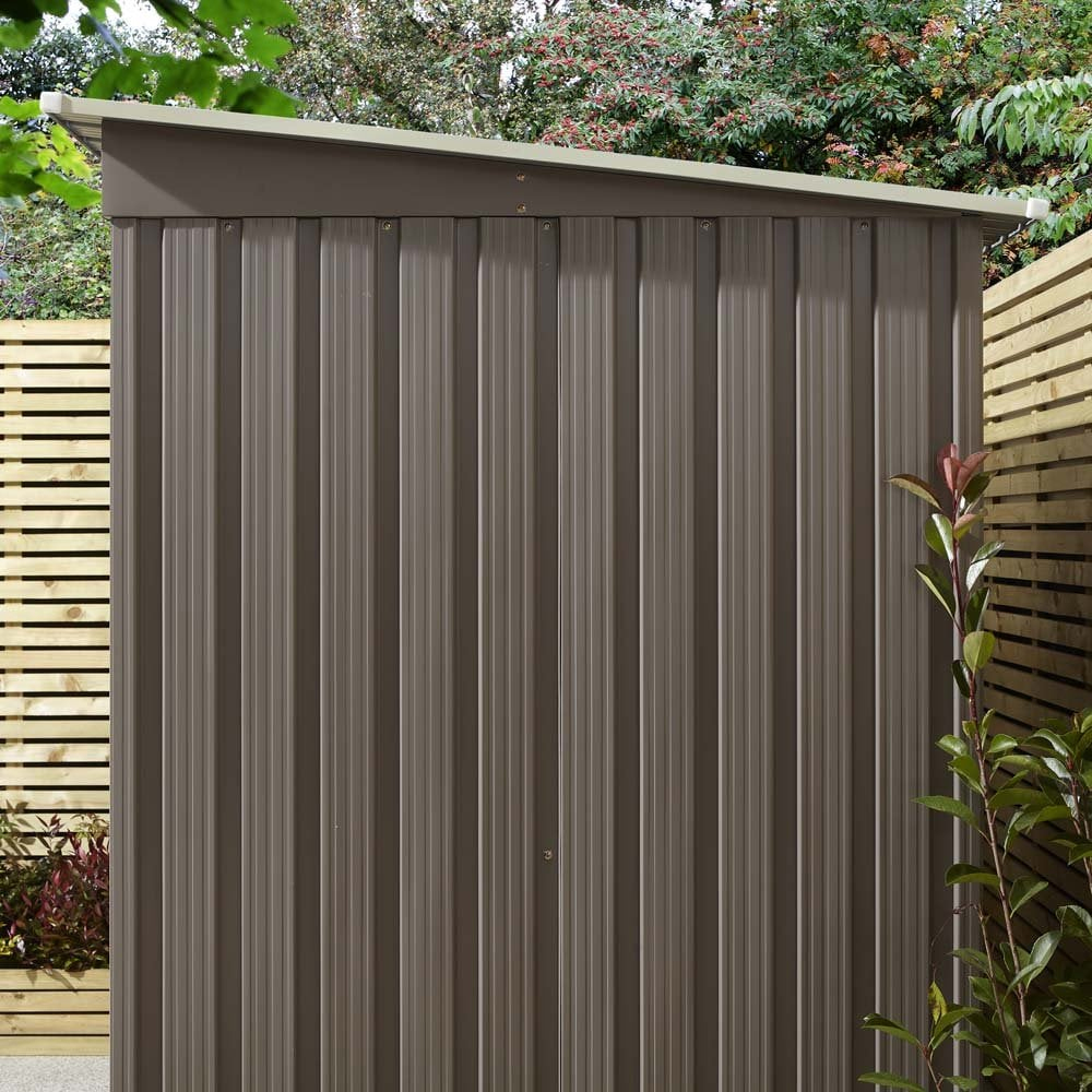 Thorpe Metal Garden Pent Shed In Light Grey 6x4