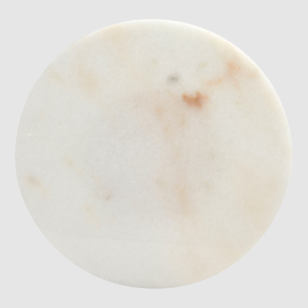 Thorsby Marble Round Lamp Table With Black Metal Pole In White
