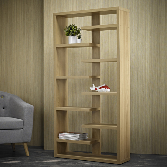 Thurso Contemporary Wooden Shelving Display Stand In Oak_1