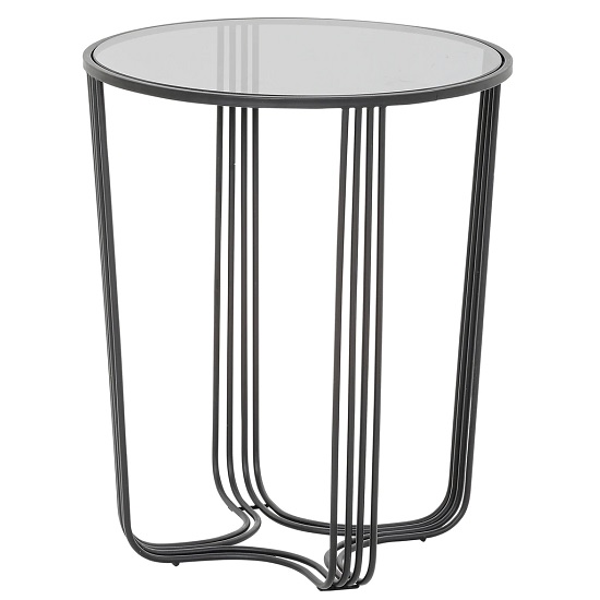 Thurston Glass Side Table Large In Clear With Metal Frame