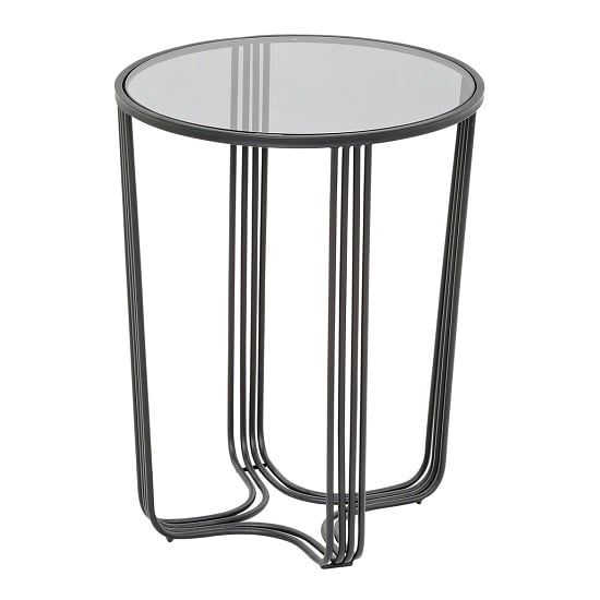 Thurston Glass Side Table In Clear With Metal Frame