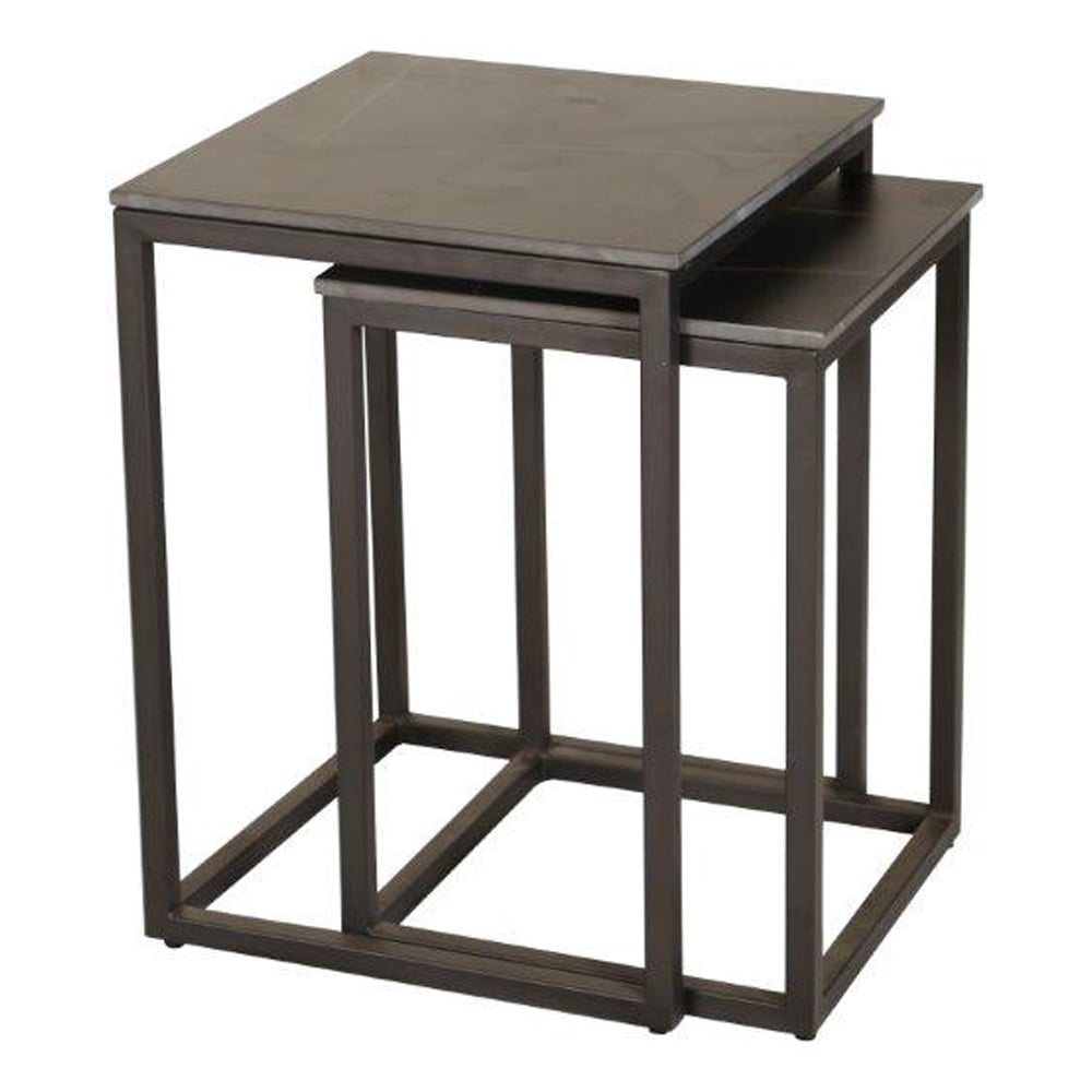 Tiana Ceramic Square Nest Of 2 Tables In Lawrence Black
