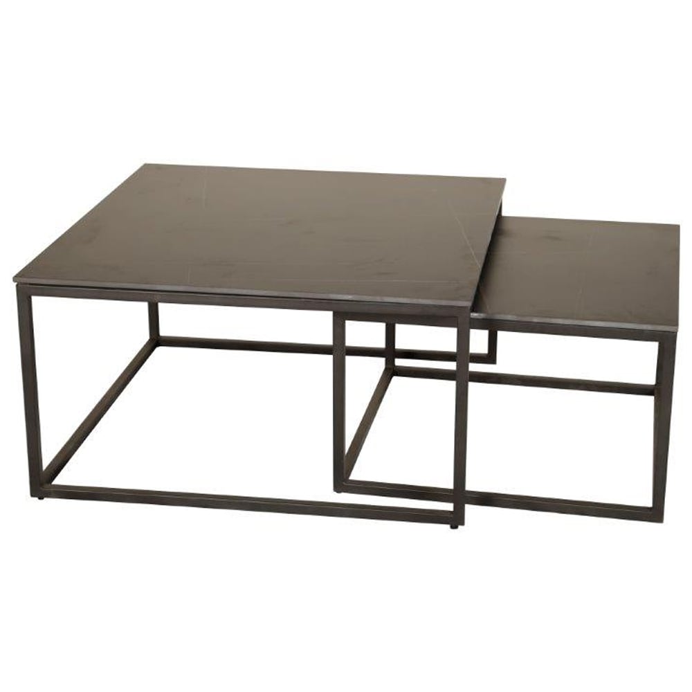 Tiana Ceramic Square Nesting Coffee Tables In Lawrence Black