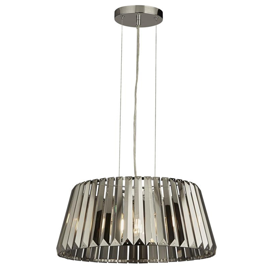 Tiara 5 Lights Smoked Glass Ceiling Pendant Light In Chrome