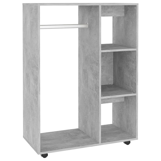 Tiara Wooden Open Wardrobe With 3 Shelves In Concrete Effect