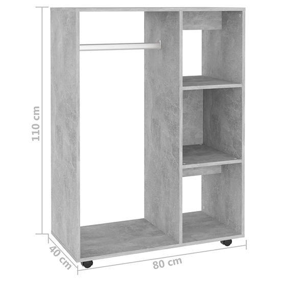 Tiara Wooden Open Wardrobe With 3 Shelves In Concrete Effect