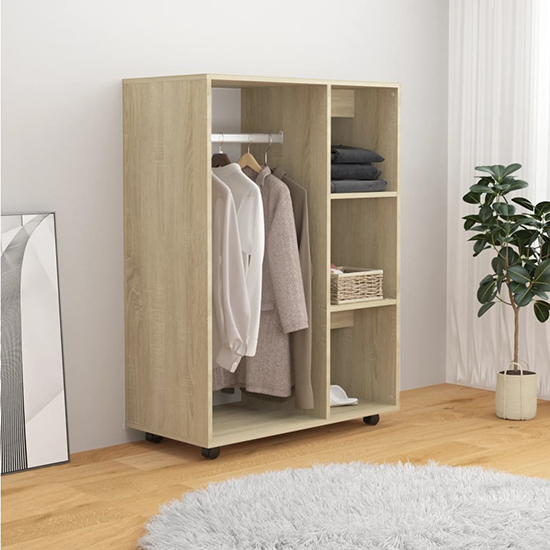 Tiara Wooden Open Wardrobe With 3 Shelves In Sonoma Oak