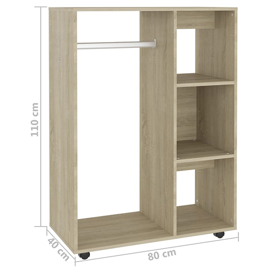 Tiara Wooden Open Wardrobe With 3 Shelves In Sonoma Oak