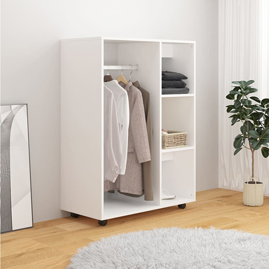 Tiara Wooden Open Wardrobe With 3 Shelves In White