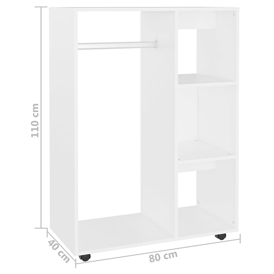 Tiara Wooden Open Wardrobe With 3 Shelves In White