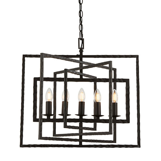 Product photograph of Tibbet 5 Lights Pendant Light In Aged Hammered Pewter from Furniture in Fashion