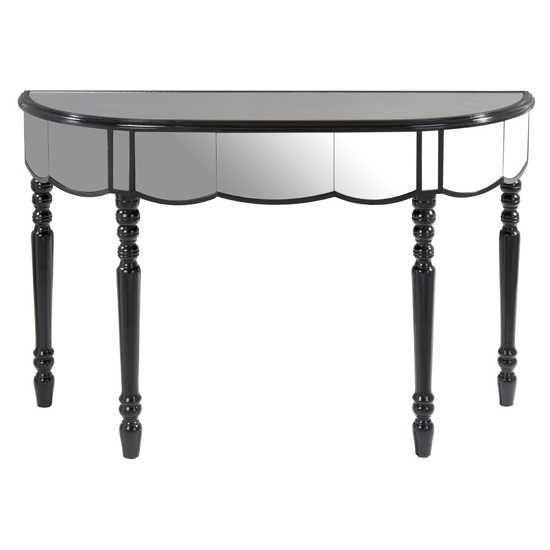 Tiffani Mirrored Glass Console Table In Silver And Black