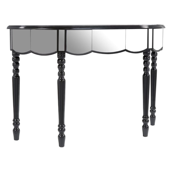 Product photograph of Tiffani Mirrored Glass Console Table In Silver And Black from Furniture in Fashion