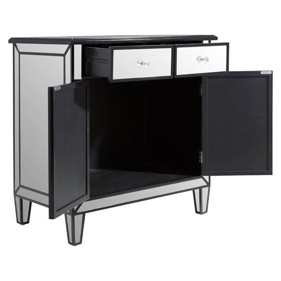Tiffani Mirrored Glass Sideboard In Silver And Black_2